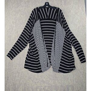 Lane Bryant Womens Open Front Cardigan Black/White Stripe Size 26/28 Rayon Blend